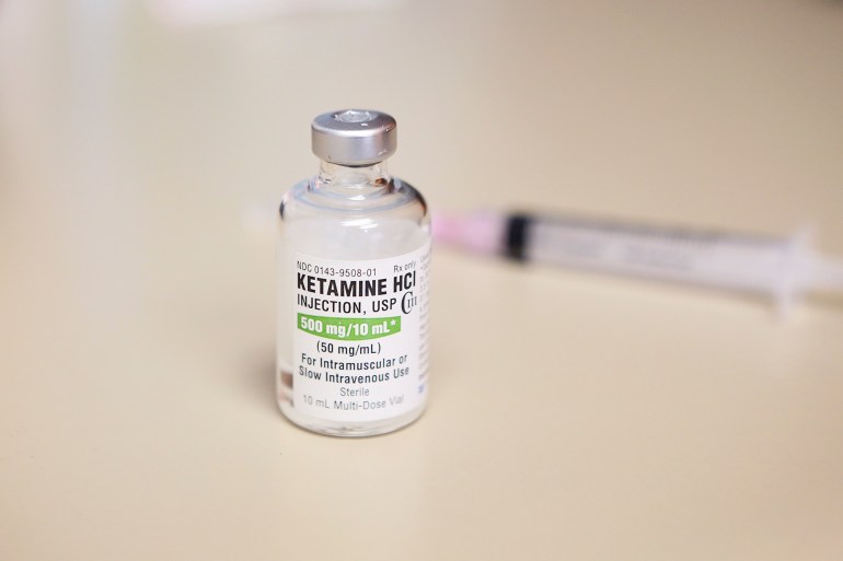 Ketamine This July 25, 2018 photo shows a vial of the drug ketamine in Chicago. (AP Photo/Teresa Crawford) Photo Details ID: 18303533355821 Submission Date: Oct 31, 2018 06:01 (GMT) Creation Date: Oct 30, 2018 10:36 (GMT) Photographer: Teresa Crawford Source: AP Copyright: Copyright 2018 The Associated Press. All rights reserved. Credit: ASSOCIATED PRESS Keyword Lines: injection Location: Chicago, ILLINOIS, UNITED STATES Transmission Reference: NYOTK Byline Title: stf Use Information: This content is intended for editorial use only. For other uses, additional clearances may be required.