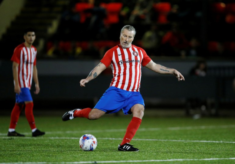 Soccer Football - North West Counties Football League - Stockport Town v Oswestry Town - Stockport Sports Village, Stockport, Britain - November 25, 2019 Stockport Town's Robbie Savage in action Action Images/Craig Brough