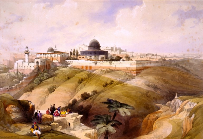 David Roberts RA (1796-1864) was a Scottish painter. He is especially known for a prolific series of detailed prints of Egypt and the Near East that he produced during the 1840s from sketches he made during long tours of the region (1838Ð1840). This work, and his large oil paintings of similar subjects, made him a prominent Orientalist painter. At the time of RobertsÕ visit to Palestine, the country was briefly under Egyptian rule (1831Ñ41) after Mohammed Ali had seized the Levant (Palestine, Syria, Jordan and Lebanon) from the Turkish Ottoman Empire. The Ottomans administered Palestine from Constantinople from 1516 to 1917. (Photo by: Pictures From History/Universal Images Group via Getty Images)