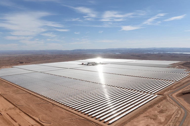 An aerial view of solar mirrors at the Noor 1 Concentrated Solar Power plant outside the town of Ouarzazate. Morocco has already bet heavily on clean energy © FADEL SENNA / AFP/File