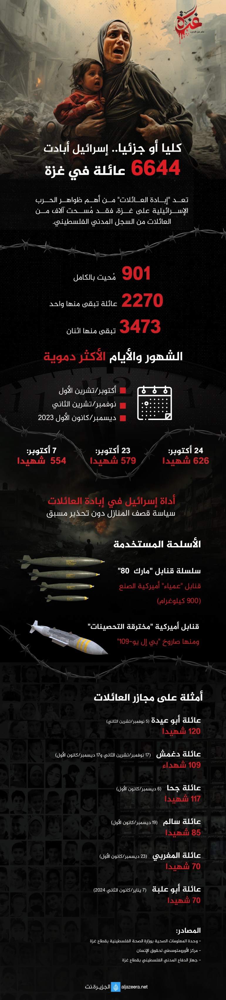 إنفوغراف عائلات أبيدت بالكامل في غزة