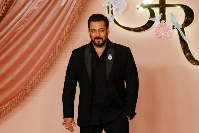 Indian actor Salman Khan poses on the red carpet during the sangeet ceremony of Anant Ambani and Radhika Merchant at Jio World Centre, Mumbai, India, July 5, 2024. REUTERS/Francis Mascarenhas