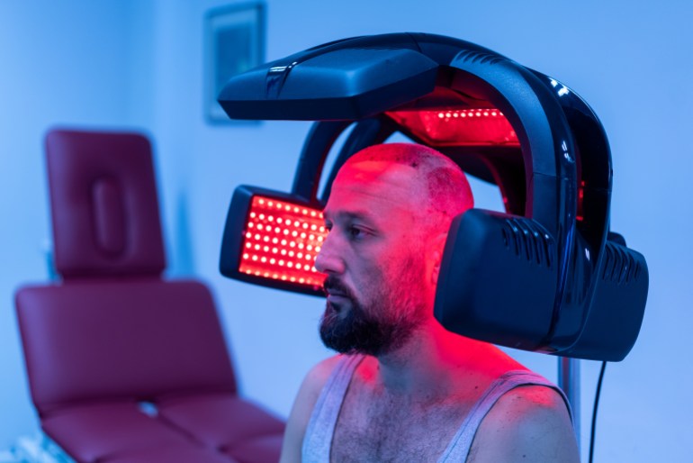 Infrared light machine for hair transplant procedure