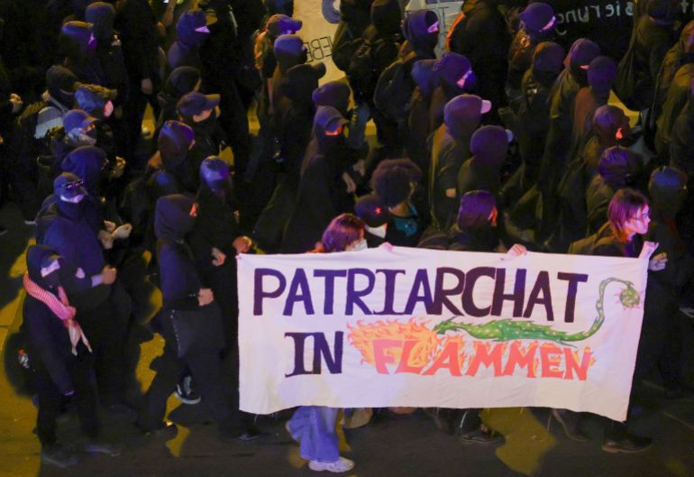 Demonstration ahead of May Day, in Berlin