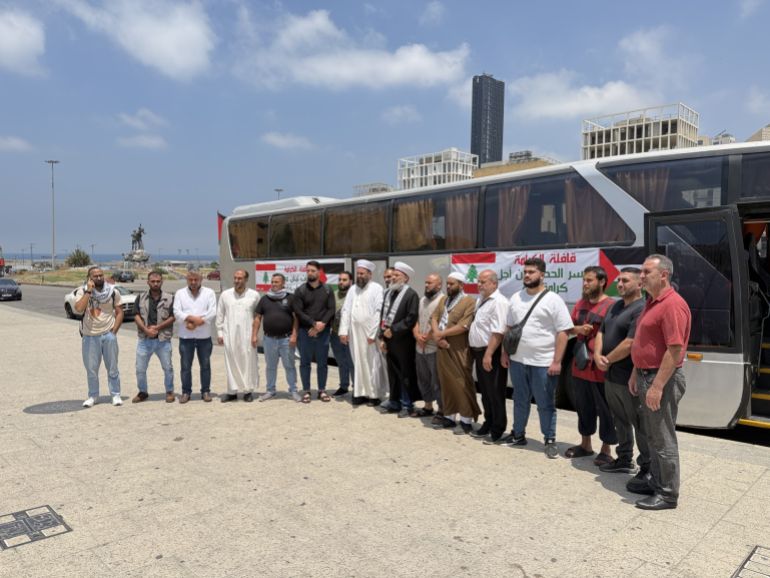 قافلة الكرامة تنطلق من لبنان لكسر الحصار عن غزة.