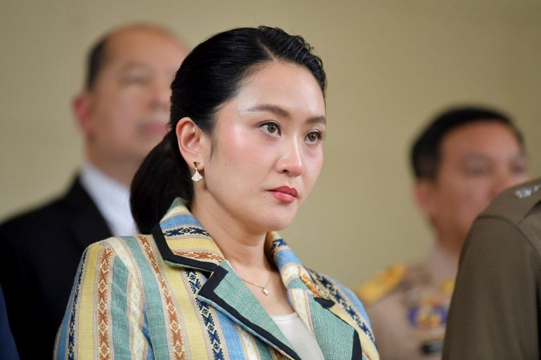 Thailand's Prime Minister Paetongtarn Shinawatra looks during a press conference after a meeting on measures to solve transnational crimes,at the Government House, following a leak on Wednesday of a phone call between her and Cambodia's former Prime Minister Hun Sen, amid a border dispute between the two countries, in Bangkok, Thailand, June 23, 2025. Government House of Thailand Handout via REUTERS ATTENTION EDITORS - THIS IMAGE HAS BEEN SUPPLIED BY A THIRD PARTY. NO RESALES. NO ARCHIVES